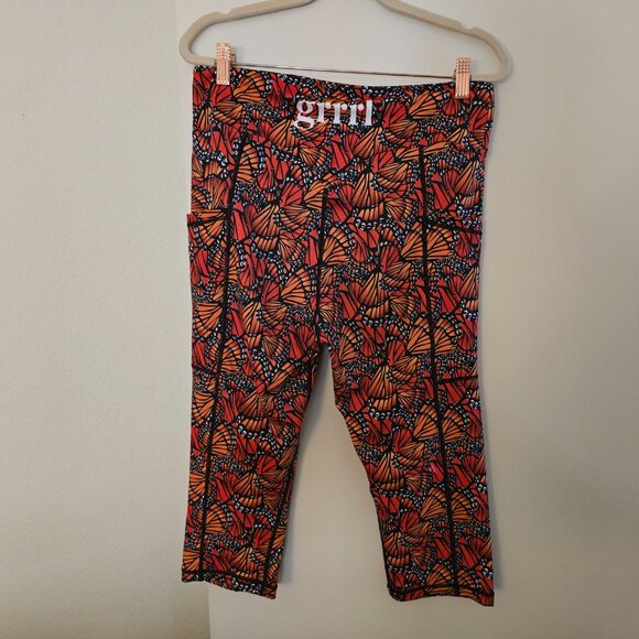 GRRRL Next Level Orange Butterfly Print Capri Length Leggings Ali/Amenah XL/XXL - Picture 7 of 10